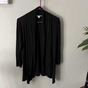 Dress barn Draped Neck Open Front Cardigan/Black/Size Small